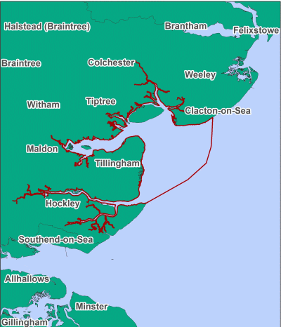 The Blackwater, Crouch, Roach and Colne Estuaries MCZ map