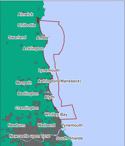 Map location of Coquet to St Mary's MCZ