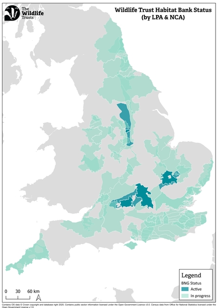 Wildlife Trust Habitat Bank Status for Biodiversity Net Gain - February 2025